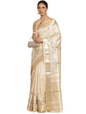 women's kasavu cotton blend saree with blouse piece