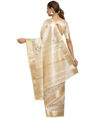 women's kasavu cotton blend saree with blouse piece